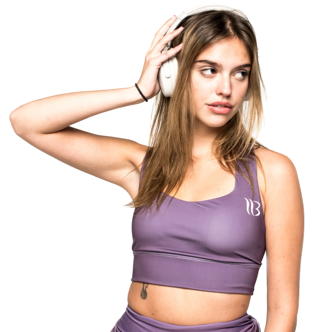 Signature Logo Performance Longline Sports Bra eggplant